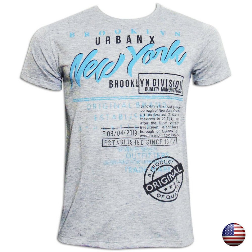NWT NEW YORK CITY BROOKLYN NYC MEN'S GRAY CREW NECK SHORT SLEEVE T-SHIRT SIZE XL